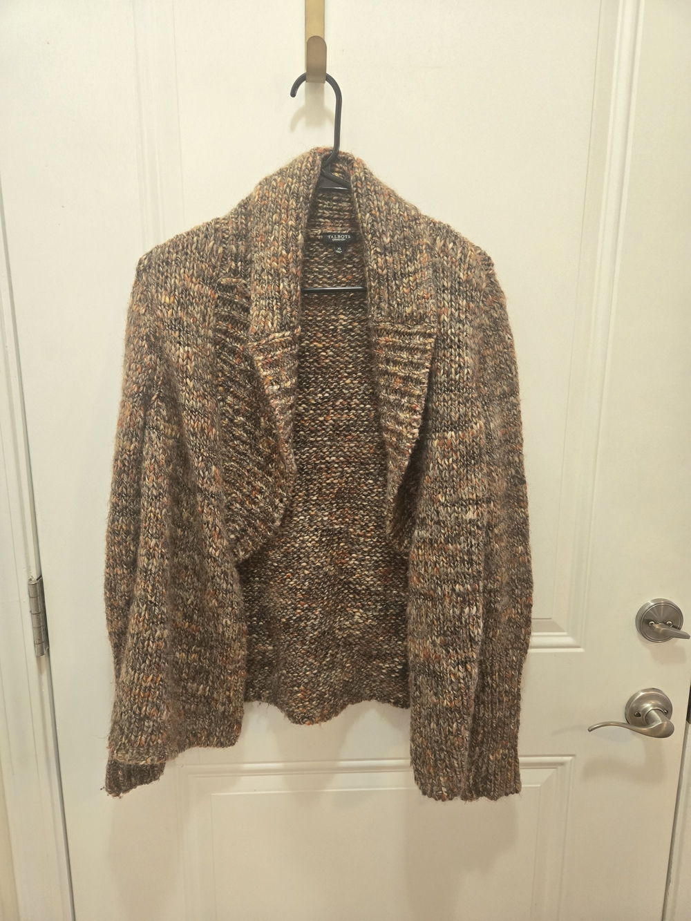 Talbots Marled Brown & Orange Chunky Knit Cardigan
